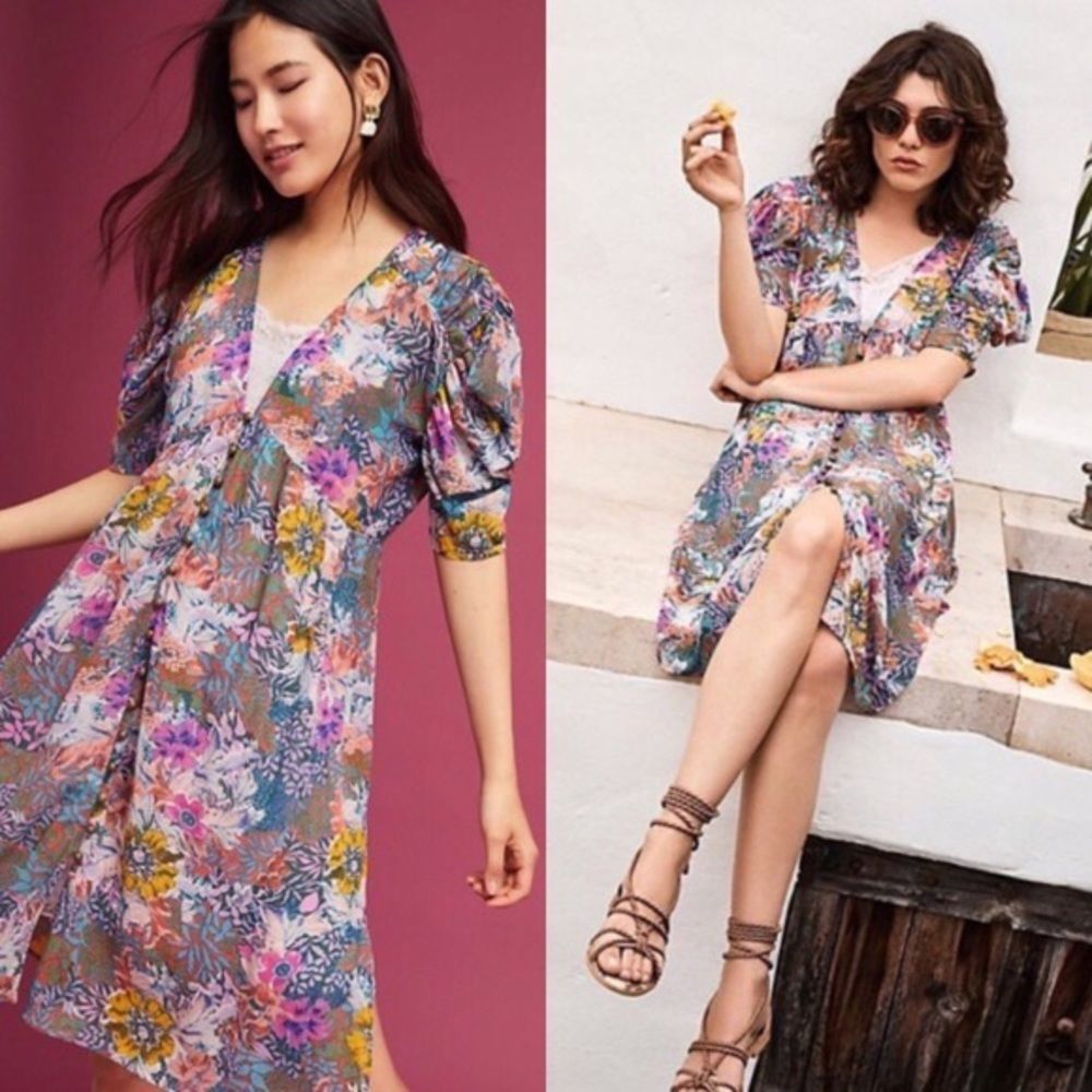 NWT ANTHRO AKEMI + KIN Valencia floral v neck dress - XL